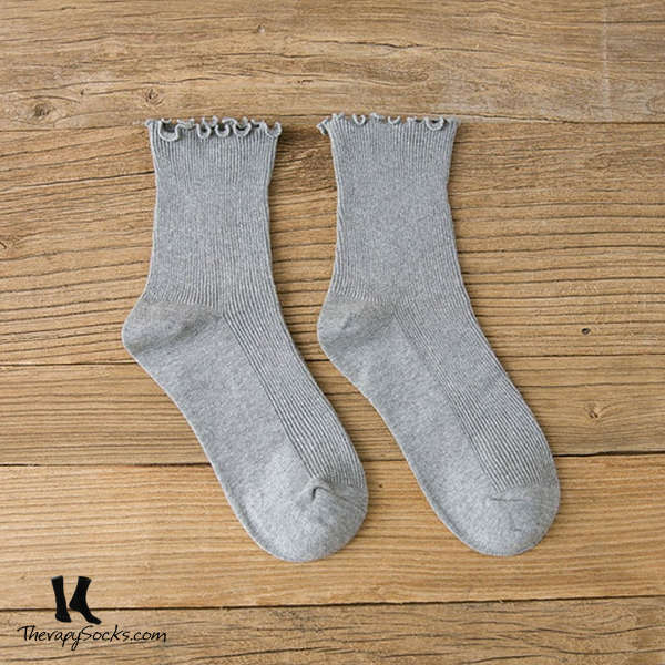 Fungus Lace Tops Crew Casual Cotton Socks Grey