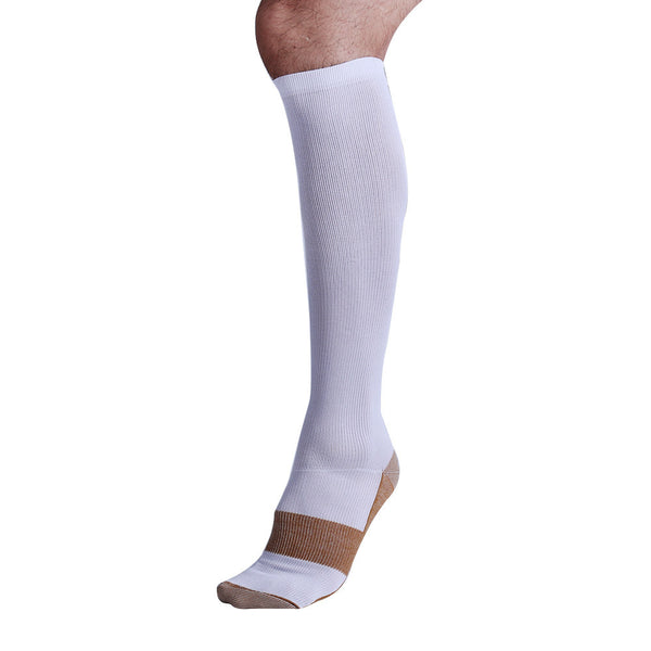 One White Copper Anti-Fatigue Compression Knee High Socks