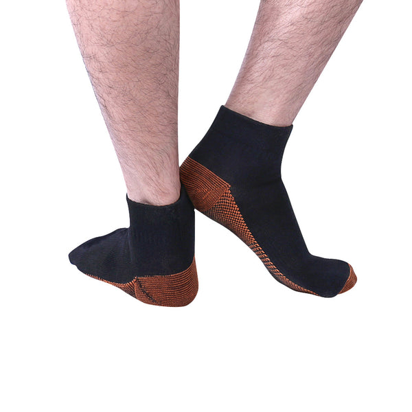 Rear View Black Fatigue Reducing Miracle "COPPER" Ankle Socks