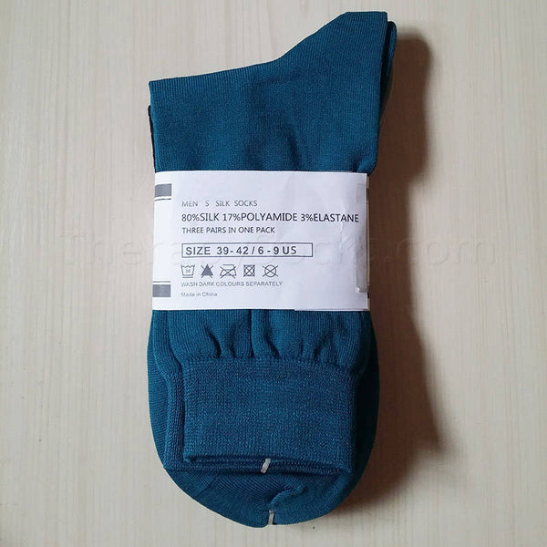 Genuine Silk Ankle Socks for Men - Blue