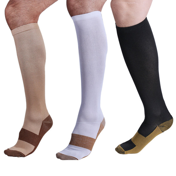 Three Colors Copper Anti-Fatigue Compression Knee High Socks