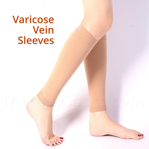Medical Compression Calf Sleeves - Beige - for Variose Veins