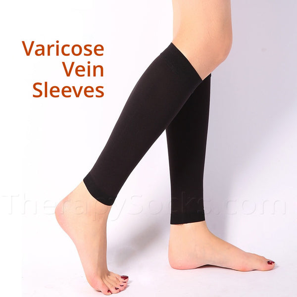 Medical Compression Calf Sleeves - Black - for Variose Veins