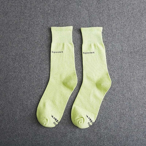 Buy Fluorescent Green Cotton Crew Socks Size Medium Large