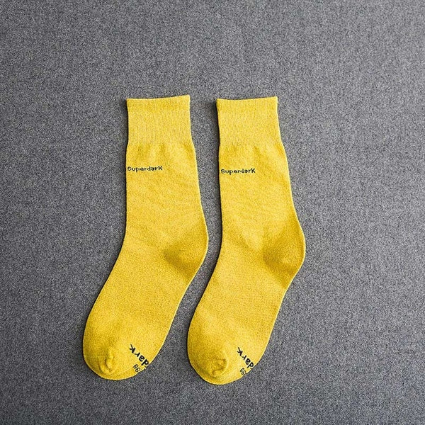 BuyYellow Cotton Crew Socks Size Medium Large