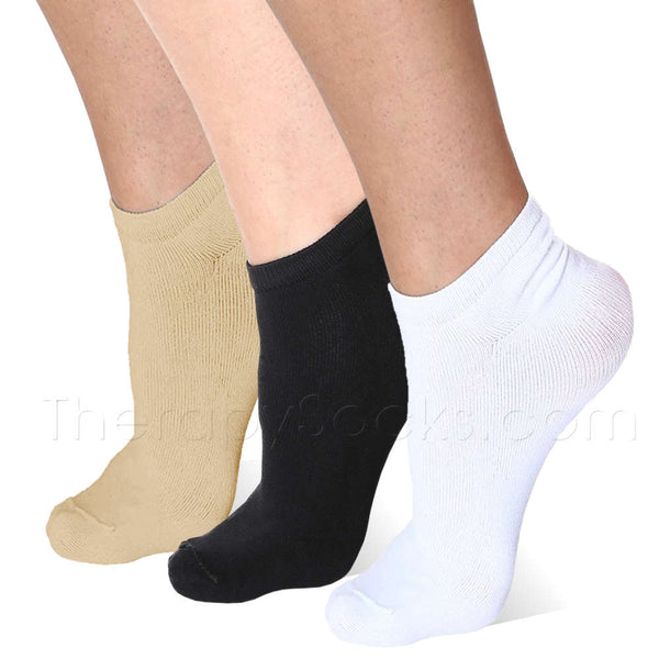 3 pair Beige, Black & White Far Infrared Bioceramic Circulation Ankle Socks 