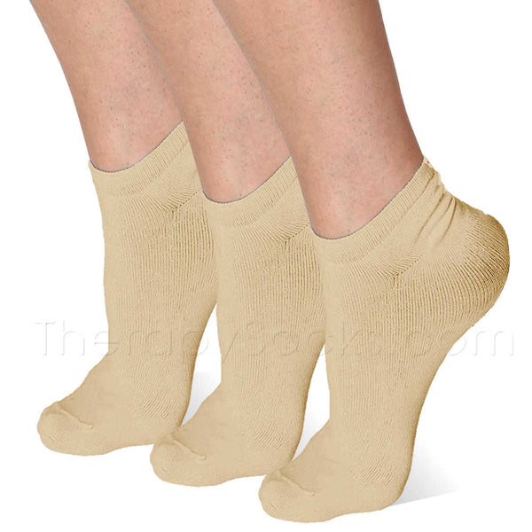 3 pair Beige (nude) Far Infrared Bioceramic Circulation Ankle Socks 