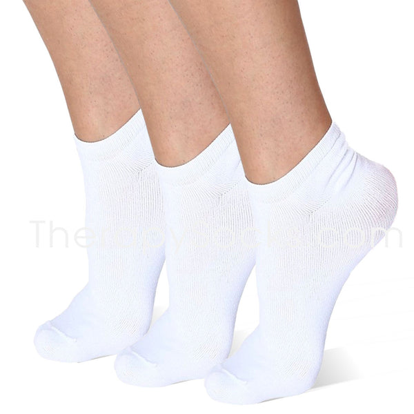 3 pr White Far Infrared Circulation Ankle Socks  - Emana Fibers