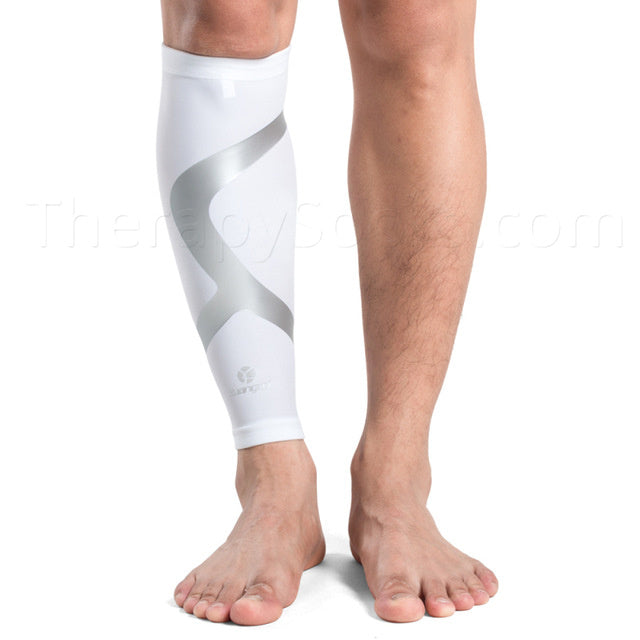 Anti UV Reflective Compression Sport Calf Sleeves (White, Large