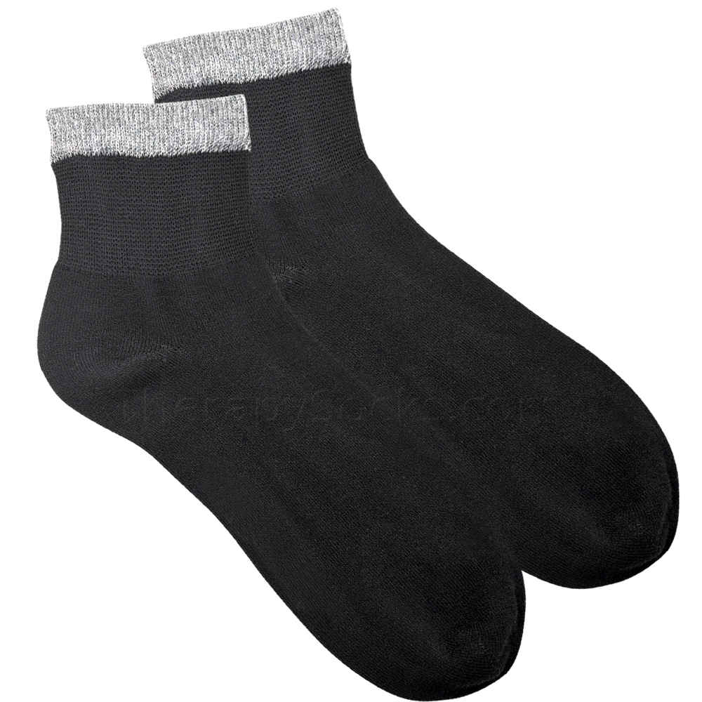 Black Bamboo Non-Binding Diabetic Quarter Ankle Socks for Men
