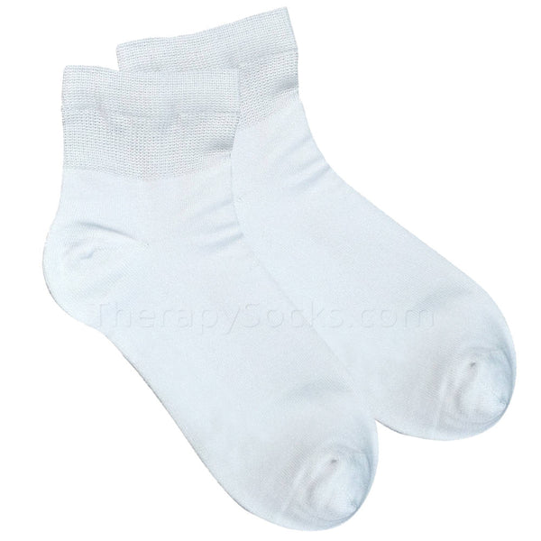 White Bamboo Non-Binding Diabetic Quarter Ankle Socks for Men