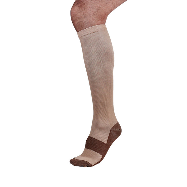 One Beige Copper Anti-Fatigue Compression Knee High Socks