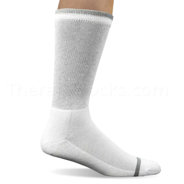 Men's Non-Binding Bamboo Diabetic Crew Socks in White