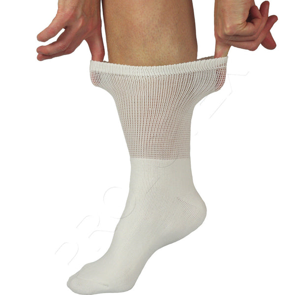RELAXED FIT Far Infrared Socks in White Showing Stretch