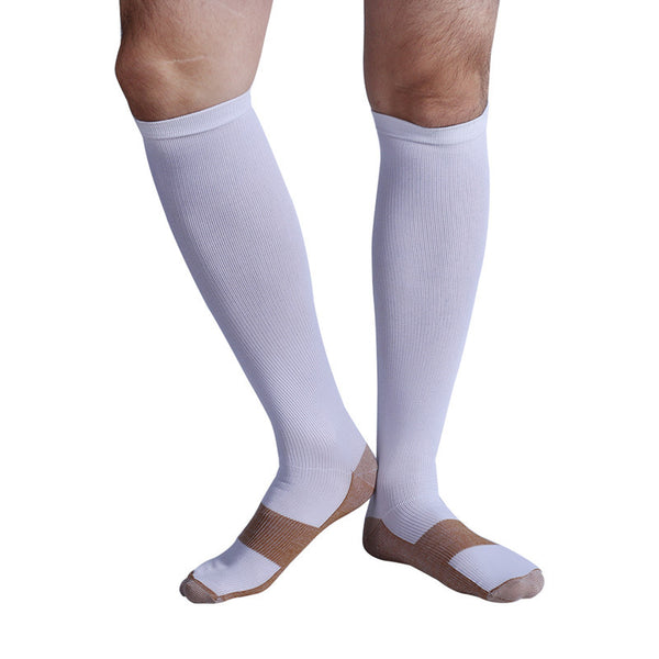 White Copper Anti-Fatigue Compression Knee High Socks